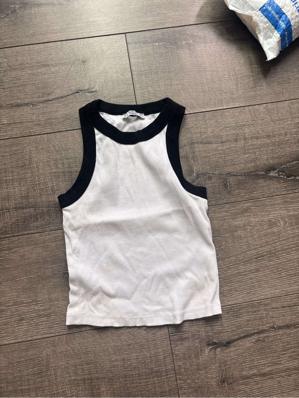 White Tank Top with Black Trim